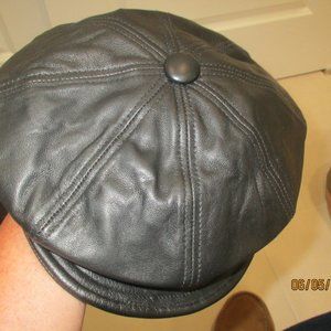 Black Lambskin Leather Spitfire Cap